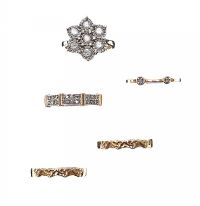 FIVE 9CT GOLD DIAMOND-SET RINGS at Ross's Online Art Auctions