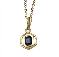 18CT GOLD SAPPHIRE-SET PENDANT AND CHAIN at Ross's Online Art Auctions