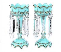PAIR OF VICTORIAN GLASS LUSTRES at Ross's Online Art Auctions