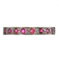 9CT GOLD AND RUBY HALF-ETERNITY RING at Ross's Online Art Auctions