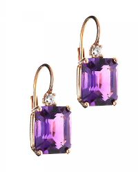 18CT ROSE GOLD AMETHYST AND DIAMOND EARRINGS at Ross's Online Art Auctions
