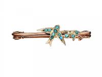 ANTIQUE GOLD BROOCH WITH TURQUOISE at Ross's Online Art Auctions