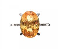 9CT WHITE GOLD CITRINE AND DIAMOND RING at Ross's Online Art Auctions