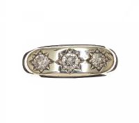 9CT GOLD THREE STONE DIAMOND RING at Ross's Online Art Auctions
