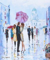 THE MEETING, WET DAY BELFAST by Holly Hanson at Ross's Online Art Auctions