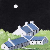 MOONLIGHT OVER TRA NA ROSSAN COTTAGES by Sean Lorinyenko at Ross's Online Art Auctions