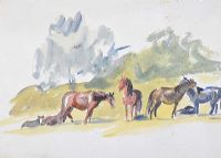 HORSES GRAZING by Coralie de Burgh Kinahan at Ross's Online Art Auctions