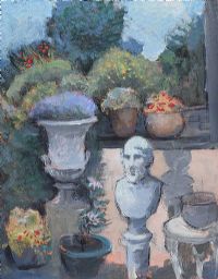 HOMER WITH URN IN GARDEN AT RINGNEILL by Hilary Bryson at Ross's Online Art Auctions