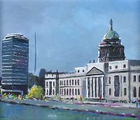 DUBLIN CUSTOM HOUSE & DISTANT SPIRE FACING THE RIVER LIFFEY by Sean Lorinyenko at Ross's Online Art Auctions