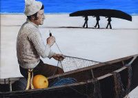 ARAN FISHERMEN AT WORK by Anthony Doyle at Ross's Online Art Auctions
