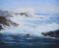 ROUGH SEAS, ANTRIM COAST by Charles Bannon at Ross's Online Art Auctions