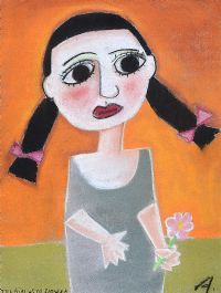 LITTLE GIRL WITH FLOWER by Annie Robinson at Ross's Online Art Auctions