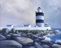 LIGHTHOUSE BY THE ROCKS by Hand at Ross's Online Art Auctions