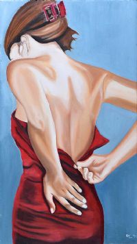 LADY IN THE RED DRESS by Doirin Hickey at Ross's Online Art Auctions