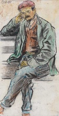 THE SEATED DOCKER by William Conor RHA RUA at Ross's Online Art Auctions
