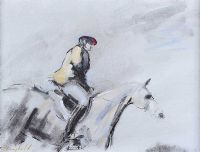 HORSE & RIDER AT THE BALMORAL SHOW by Con Campbell at Ross's Online Art Auctions