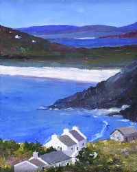 TRA NA ROSSAN WHITE COTTAGES NEAR DOWNINGS by Sean Lorinyenko at Ross's Online Art Auctions