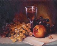 STILL LIFE, WINE GLASS & FRUIT by Lorraine Christie at Ross's Online Art Auctions