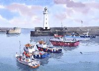 BOATS RESTING AT DONAGHADEE by Kenny Hayes at Ross's Online Art Auctions