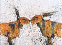 KISSING HARES by Audrey Smyth at Ross's Online Art Auctions