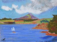 LONE SAILBOAT, SUGAR LOAF by Annie Robinson at Ross's Online Art Auctions