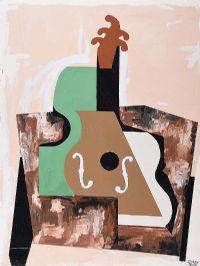 GUITAR ON TABLE by Gerald G. Beattie at Ross's Online Art Auctions