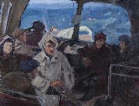 FIGURES IN AN AIRPORT by Haris Hafisovitch Hydarov at Ross's Online Art Auctions
