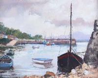 ROUNDSTONE HARBOUR TOWARDS THE TWELVE BENS by Dennis Orme Shaw at Ross's Online Art Auctions