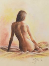 SEATED FEMALE NUDE STUDY by Stephen Brown at Ross's Online Art Auctions