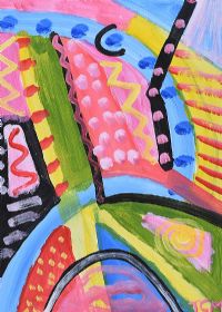 PINK, BLUE & GREEN ABSTRACT by T.C. Murphy at Ross's Online Art Auctions