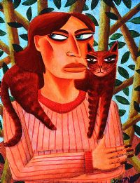 LADY WITH A CAT by Graham Knuttel at Ross's Online Art Auctions
