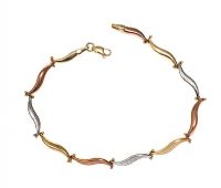 9CT GOLD FANCY-LINK BRACELET IN THREE TONES OF GOLD at Ross's Online Art Auctions