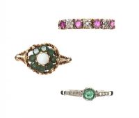 TWO 9CT GOLD AND ONE 18CT GOLD GEM-SET RINGS at Ross's Online Art Auctions