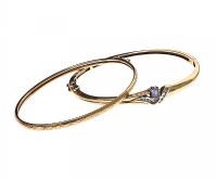 TWO 9CT GOLD BANGLES, ONE GEM-SET at Ross's Online Art Auctions