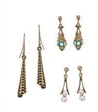 THREE PAIRS OF 9CT GOLD EARRINGS at Ross's Online Art Auctions