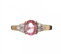 18CT GOLD DIAMOND AND PINK SAPPHIRE RING at Ross's Online Art Auctions