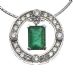 18CT WHITE GOLD EMERALD AND DIAMOND PENDANT AND CHAIN at Ross's Online Art Auctions