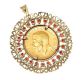 9CT GOLD MOUNTED FULL SOVEREIGN WITH GARNETS at Ross's Online Art Auctions