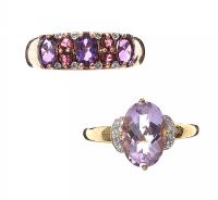 TWO 9CT GOLD AMETHYST RINGS at Ross's Online Art Auctions