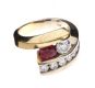 14CT GOLD RUBY AND DIAMOND CROSSOVER RING at Ross's Online Art Auctions