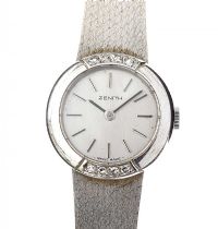 ZENITH 18CT WHITE GOLD DIAMOND LADY'S WRIST WATCH at Ross's Online Art Auctions