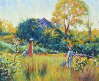 WALKING IN THE MEADOWS by Norman Teeling at Ross's Online Art Auctions