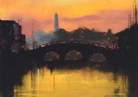 HAPENNY BRIDGE, DUBLIN by Gregory Moore at Ross's Online Art Auctions