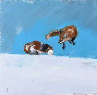 RED FOXES IN WINTER by Jeff Adams at Ross's Online Art Auctions