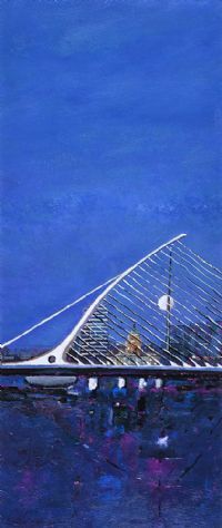SAMUEL BECKETT BRIDGE, NIGHT SCENE by Sean Lorinyenko at Ross's Online Art Auctions