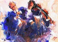 FIDDLER ON THE ROOF by Fidelma Flanagan at Ross's Online Art Auctions