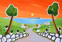 ANDY PAT'S WANDERING SHEEP ACROSS TO TORY by Andy Pat at Ross's Online Art Auctions