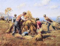 STACKING THE HAY by Charles McAuley at Ross's Online Art Auctions