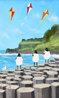 ANDY PAT'S WANDERING SHEEP VISIT THE GIANT'S CAUSEWAY by Andy Pat at Ross's Online Art Auctions
