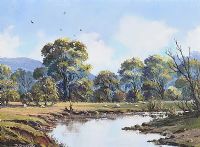 ANGLERS ON THE RIVER MAINE, NEAR BALLYMONEY, COUNTY ANTRIM by David Overend at Ross's Online Art Auctions